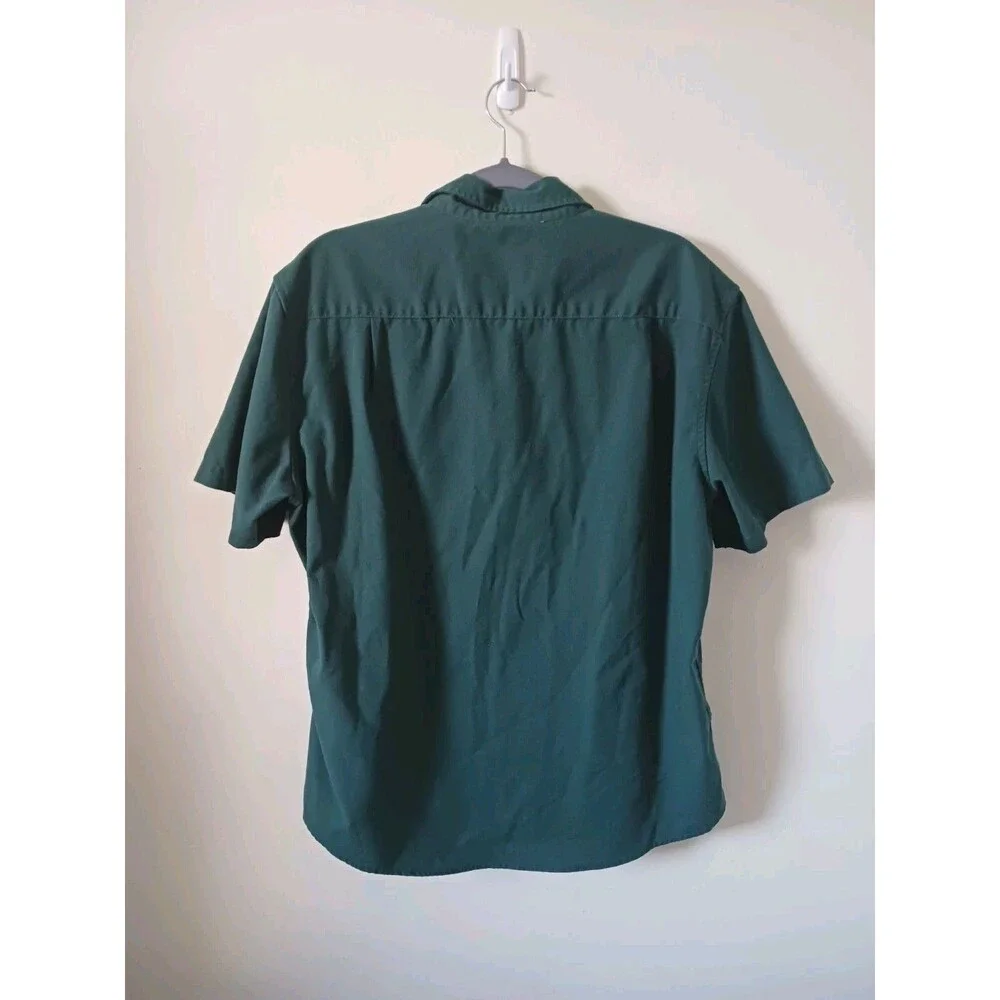 Coofandy Mens Linen Blend Green‎ Button Down Shirt Short Sleeve Size XL